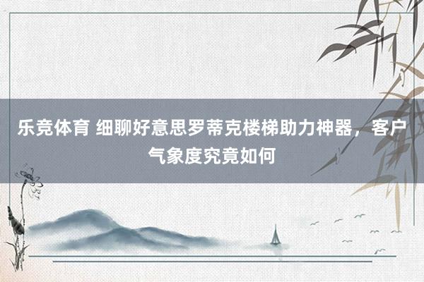 乐竞体育 细聊好意思罗蒂克楼梯助力神器，客户气象度究竟如何