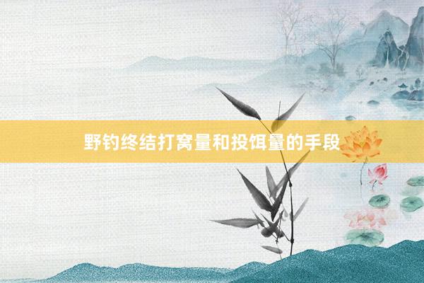 野钓终结打窝量和投饵量的手段