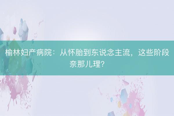 榆林妇产病院：从怀胎到东说念主流，这些阶段奈那儿理？